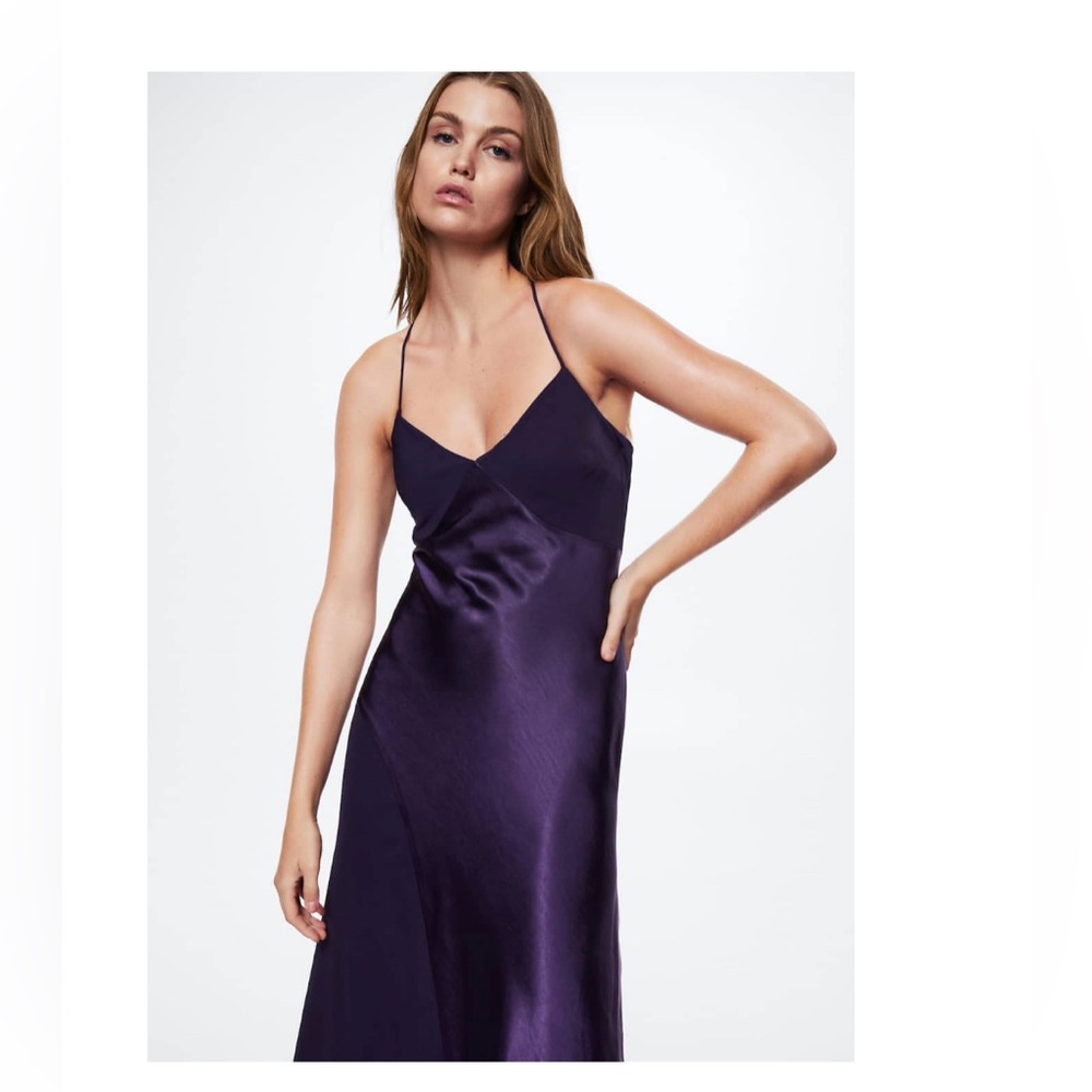 MANGO Purple PanelSatin Dress